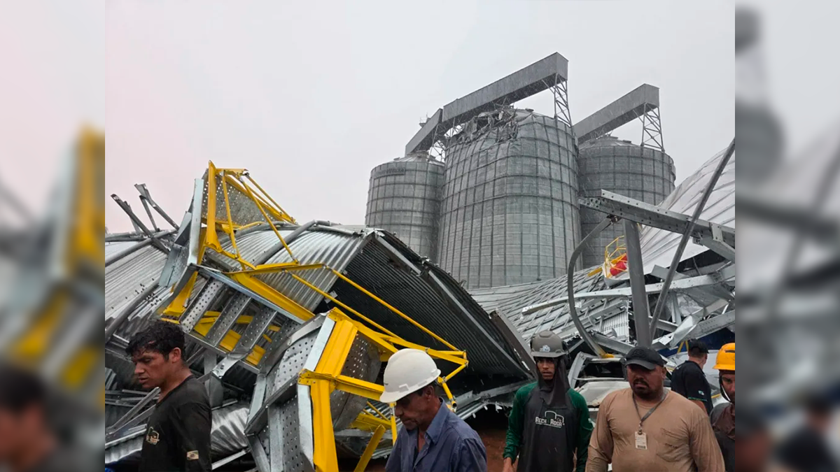 Silo da Cocari desaba e deixa ferido durante forte temporal em Jardim Alegre