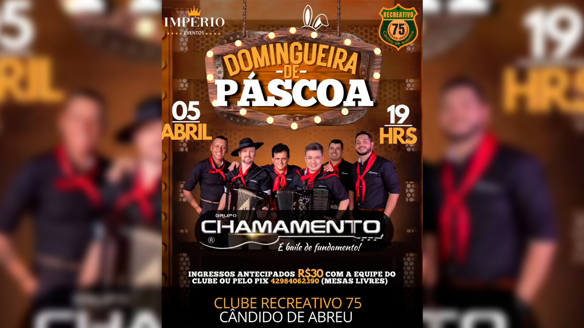 Domingueira de Páscoa promete movimentar o Recreativo 75 em Cândido de Abreu