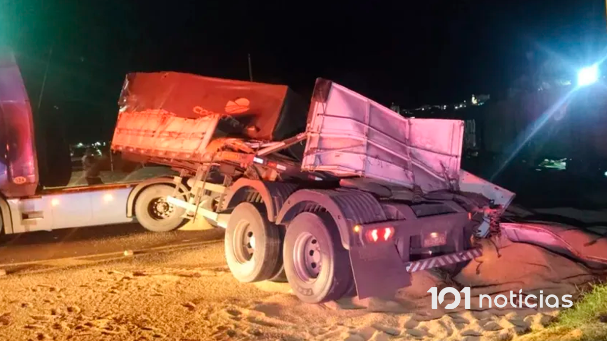Colisão entre trem e caminhão bitrem deixa maquinista ferido em Jandaia do Sul