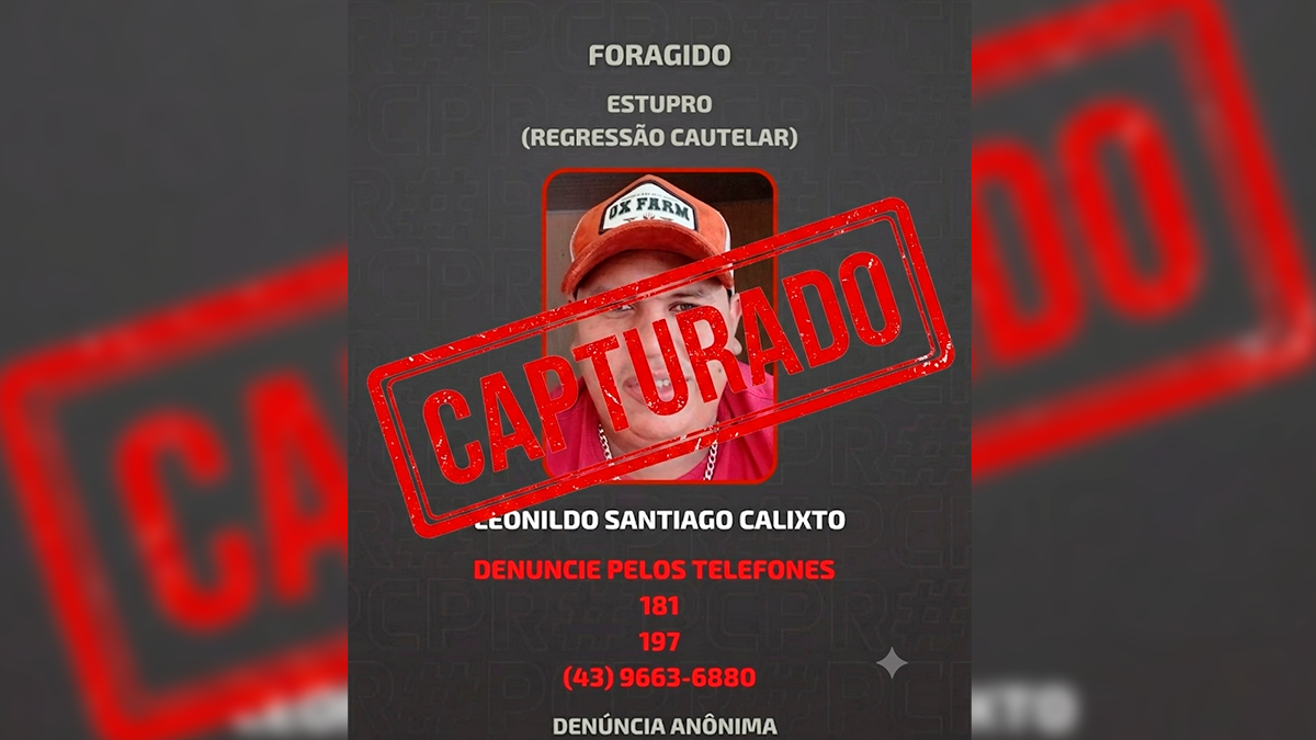 Polícias Militar e Civil prendem homem de 29 anos foragido pelo crime de estupro em Cândido de Abreu