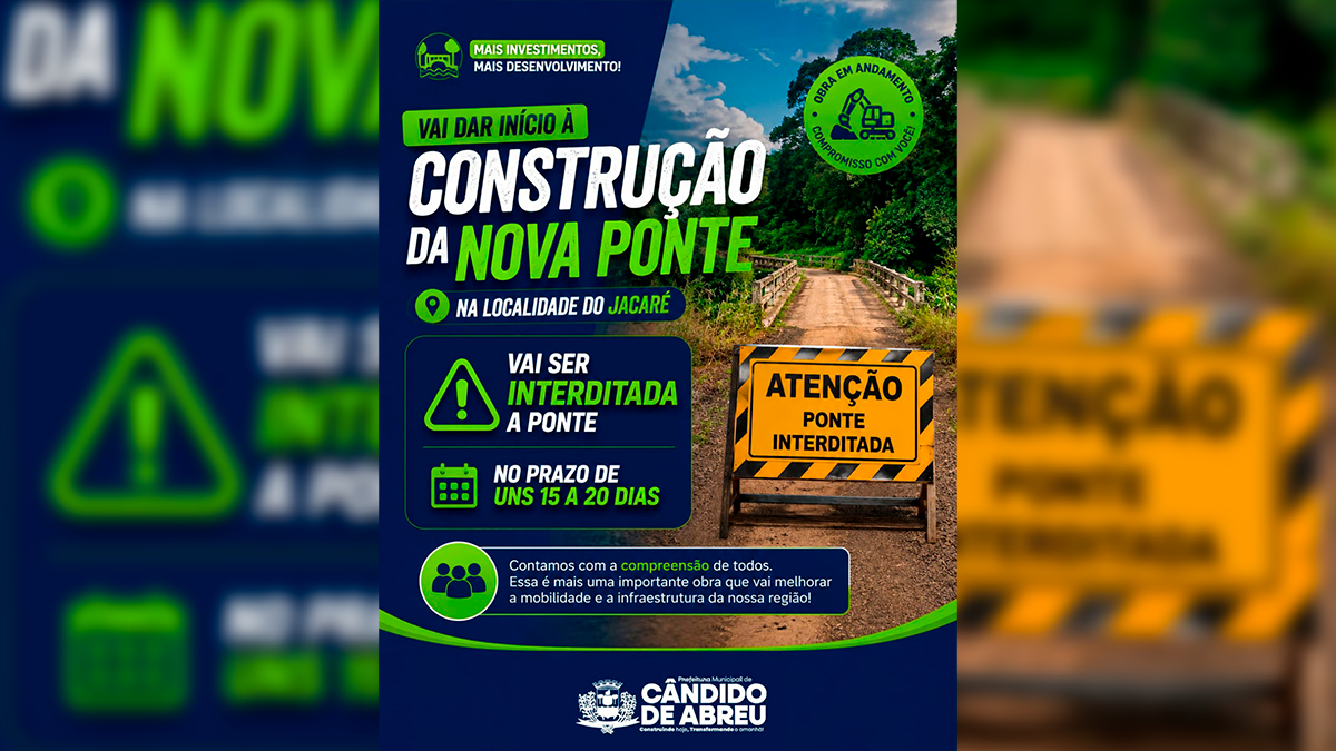 Prefeitura anuncia início das obras de construção da nova ponte no Jacaré em Cândido de Abreu