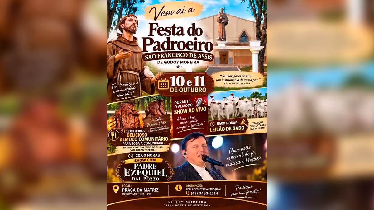 Godoy Moreira realiza Festa do Padroeiro São Francisco de Assis em outubro